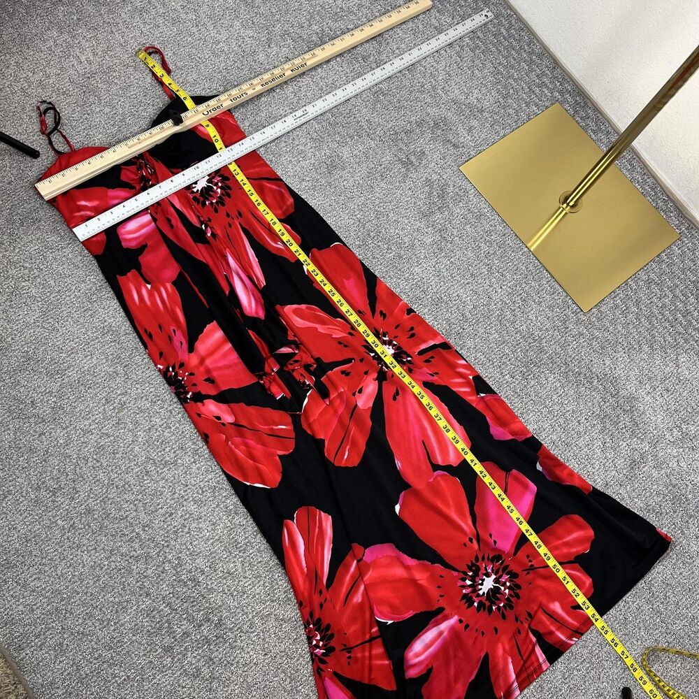 Maggy London Dress Womens 14 Red Floral Maxi Sweetheart Sundress Party Wedding - Picture 7 of 8